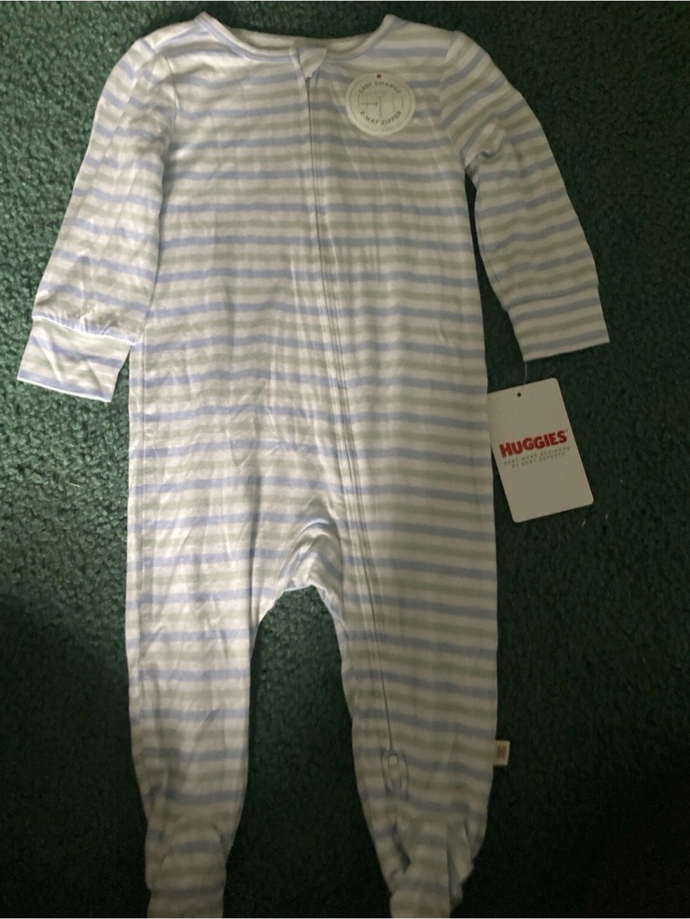 Blue and White Striped Footies One Piece Size 6 Months